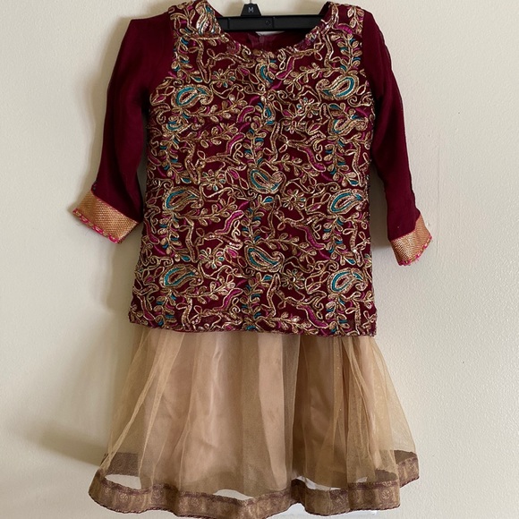 Other - Indian Pakistani kids dress maroon & golden .